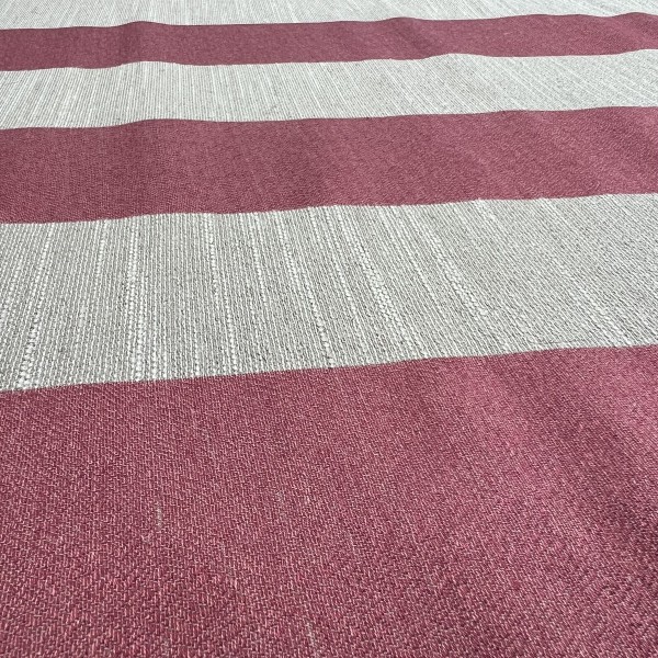CLEARANCE Red and Natural Stripe Upholstery Fabric - 3.1 Metres