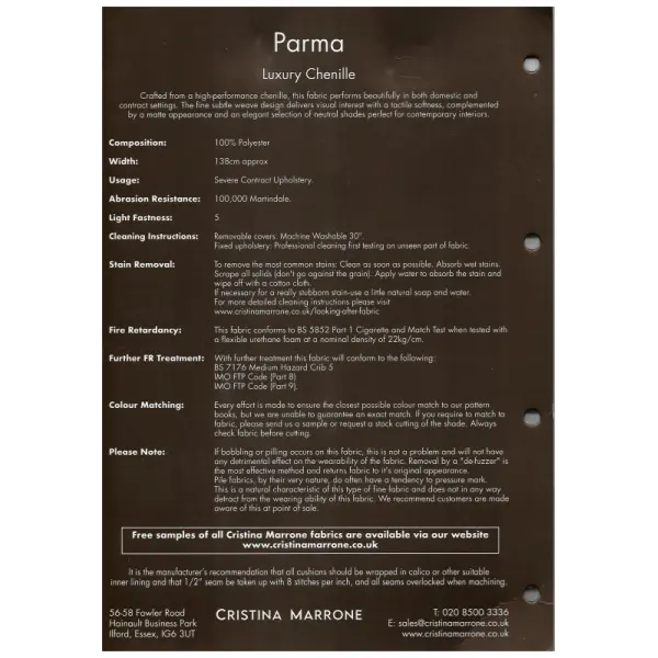 Parma Upholstery Fabric Document Info