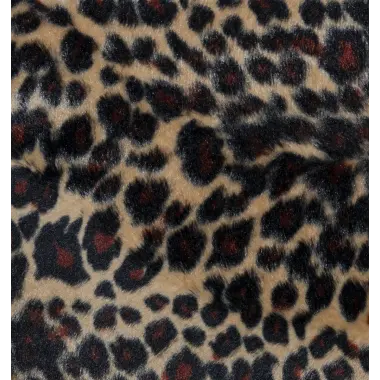 Leopard Print Faux Fur Fabric - Fire Resistant