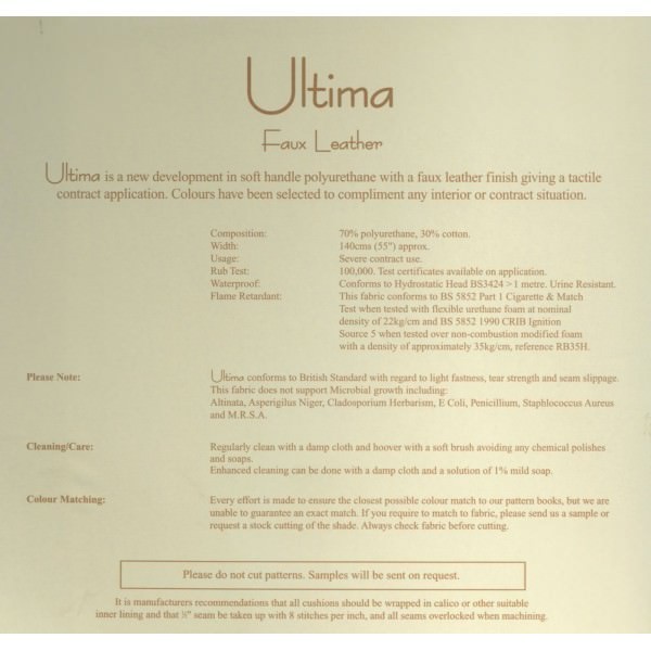 Ultima Faux Leather Crib 5 Cream Fabric - ULT1212 Cristina Marrone