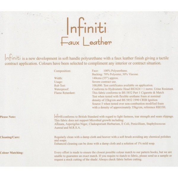 Infiniti Leaf Faux Leather Fabric - INF999 Cristina Marrone