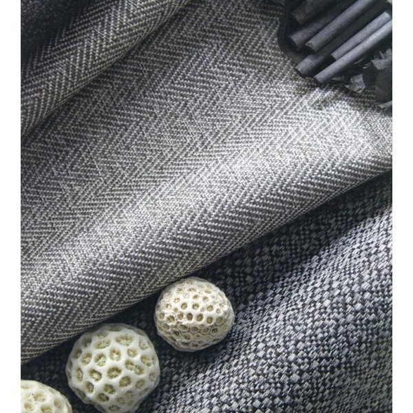 Dundee Herringbone Grey Upholstery Fabric - SR13609