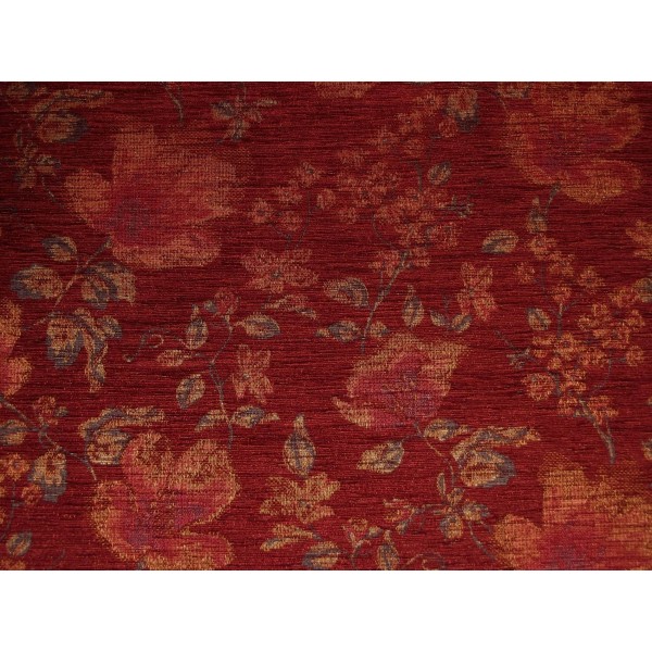 Camden Floral Wine Upholstery Fabric - SR12405