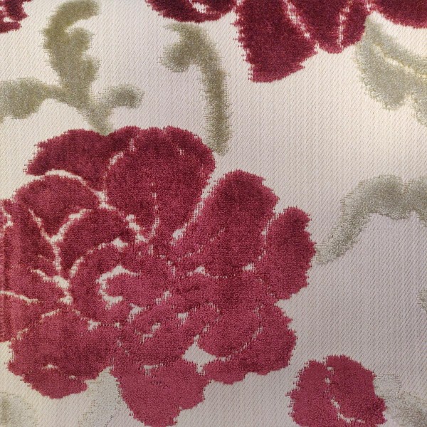 Eleganza II Floral Cranberry Upholstery Fabric - SR17303