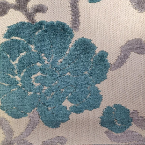 Eleganza II Floral Teal Upholstery Fabric - SR17304
