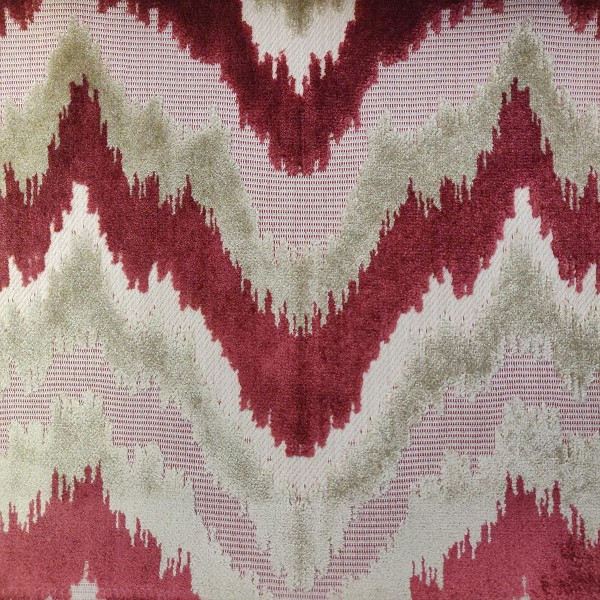 Eleganza II Flamestitch Cranberry Fabric - SR17323 Ross Fabrics