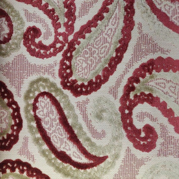 Eleganza II Paisley Cranberry Fabric - SR17393 Ross Fabrics