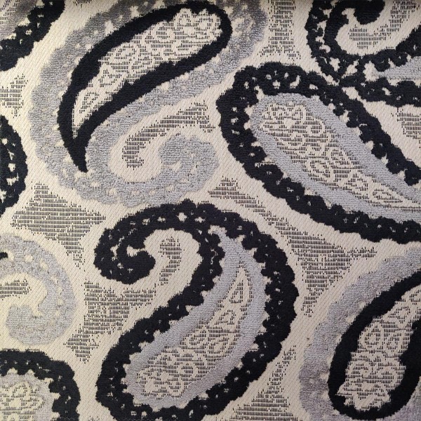 Eleganza II Paisley Charcoal Fabric - SR17395 Ross Fabrics
