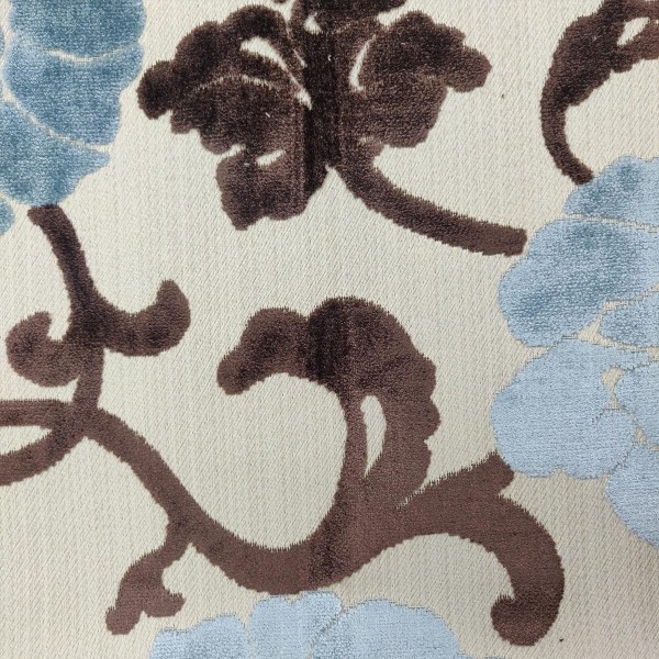 Eleganza  Floral 2 Colour Blue and Chocolate - SR17251 Ross Fabrics