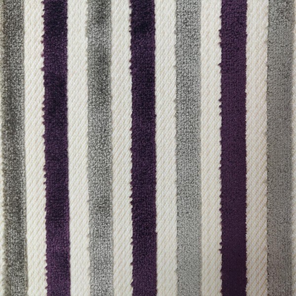 Eleganza  Candy Stripe Grey and Damson - SR17273 Ross Fabrics