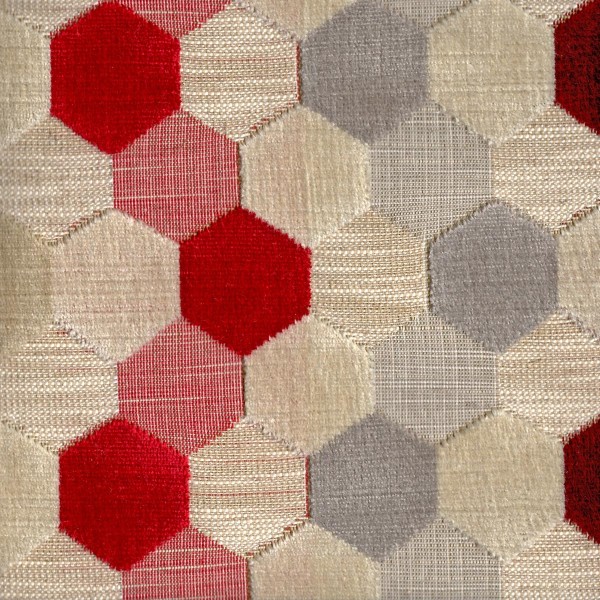 Extravaganza Honeycomb Ruby Red Upholstery Fabric - EXT2664