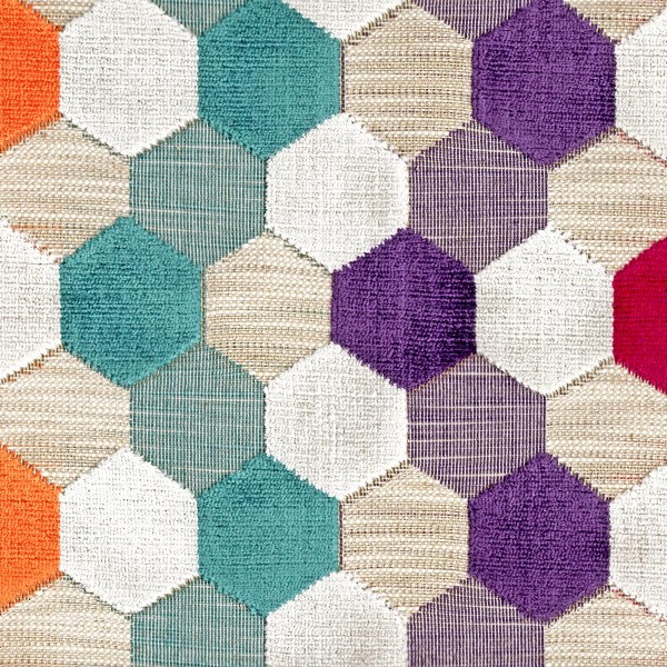 Extravaganza Honeycomb Rainbow Upholstery Fabric - EXT2666