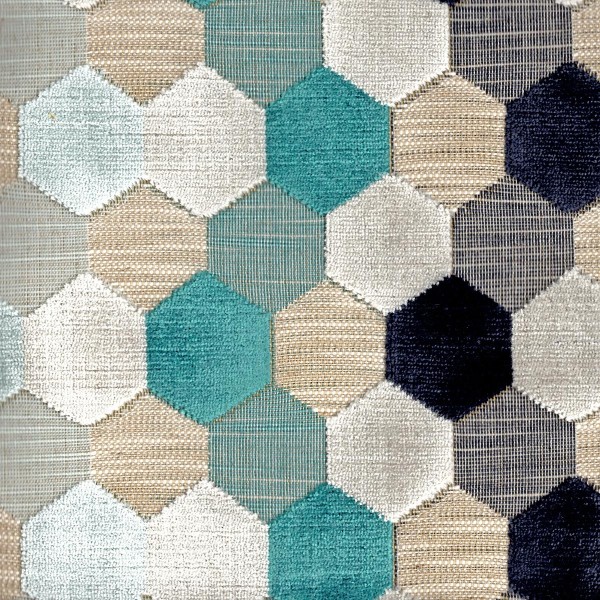 Extravaganza Honeycomb Teal Upholstery Fabric - EXT2668